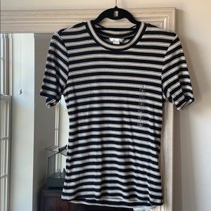 NWT H&M black & white striped short sleeve top (M)